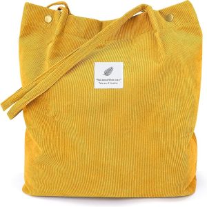 Yellow Curdoroy Tote Bag