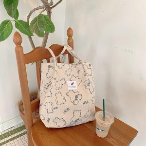 White Bear Curdoroy Tote Bag