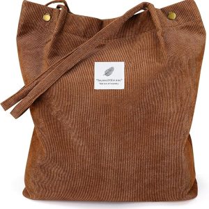 Brown Curdoroy Tote Bag