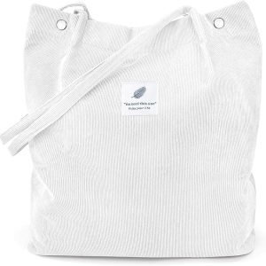 White Curdoroy Tote Bag
