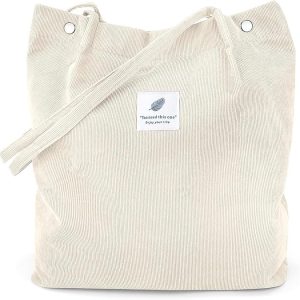 Cream Curdoroy Tote Bag