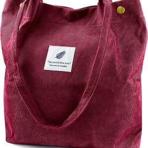 Red Curdoroy Tote Bag