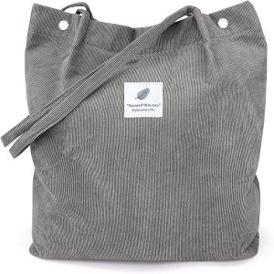 Dark Grey Curdoroy Tote Bag